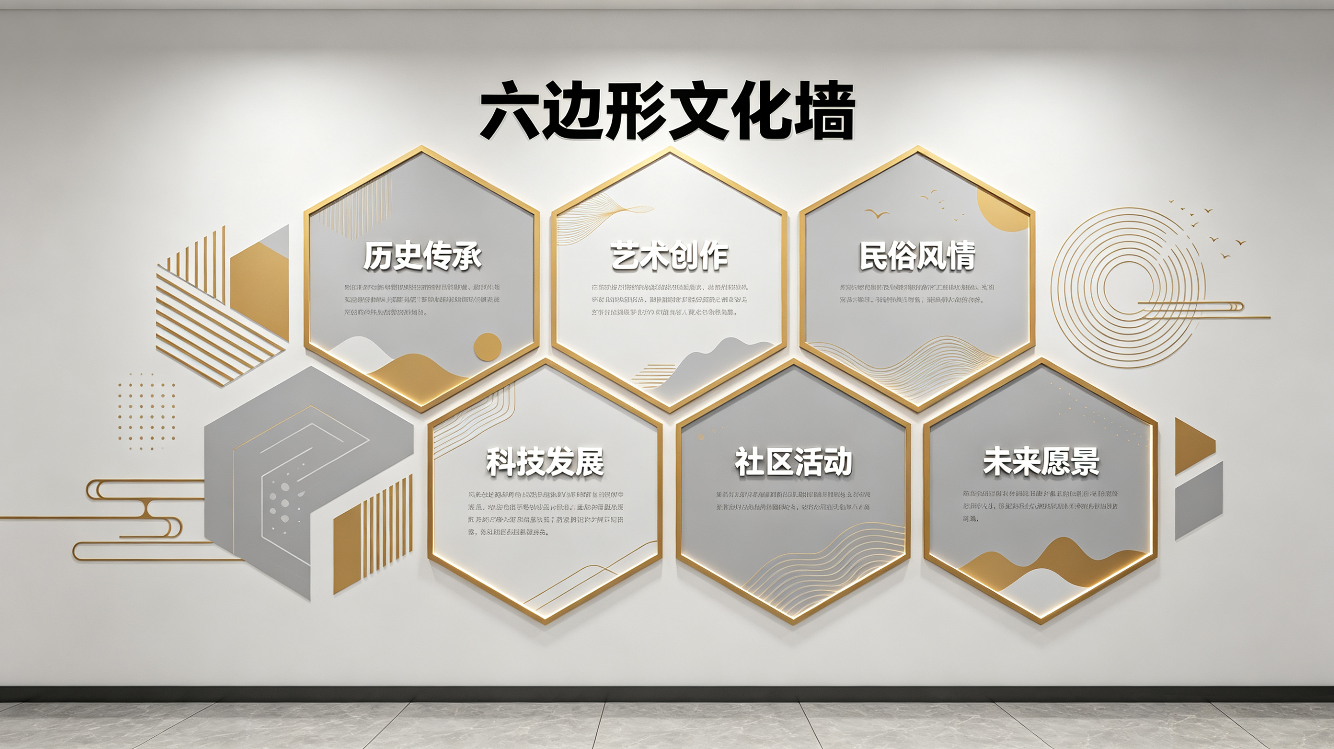 白河企业文化墙 | 六边形信息美学